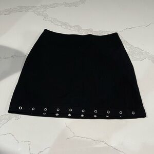 Apostrophe Black Pencil Skirt with Eyelet Accents